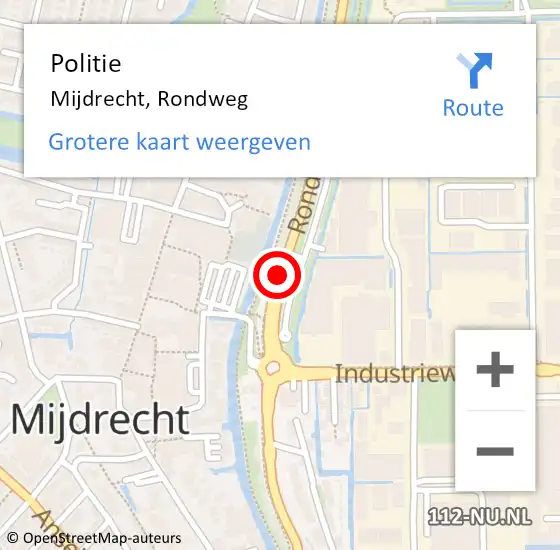 Locatie op kaart van de 112 melding: Politie Mijdrecht, Rondweg op 12 januari 2021 08:13