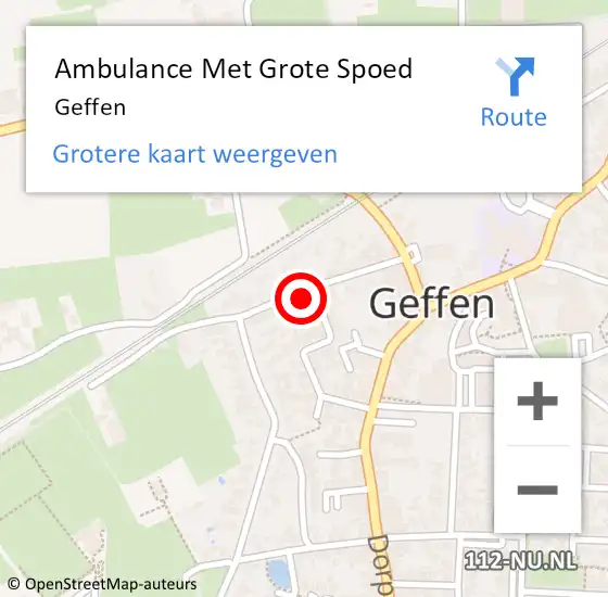Locatie op kaart van de 112 melding: Ambulance Met Grote Spoed Naar Geffen op 12 januari 2021 09:07