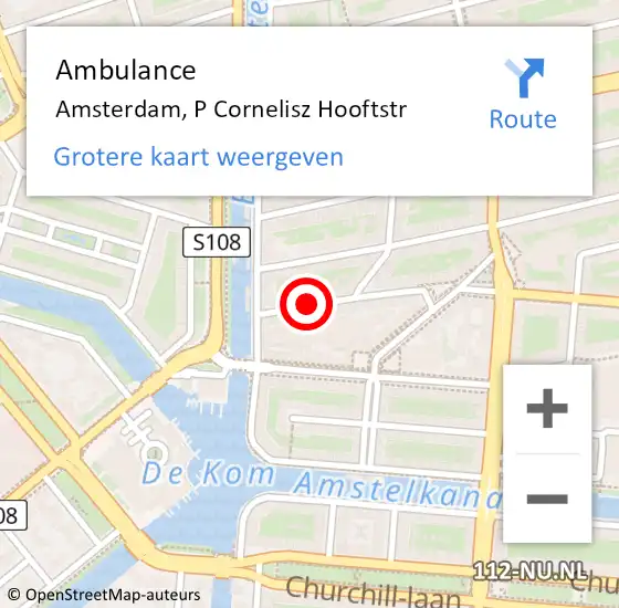 Locatie op kaart van de 112 melding: Ambulance Amsterdam, P Cornelisz Hooftstr op 12 januari 2021 14:36