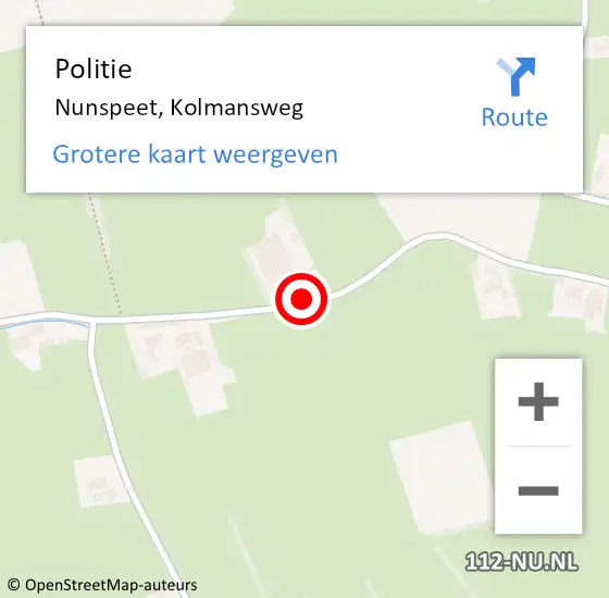 Locatie op kaart van de 112 melding: Politie Nunspeet, Kolmansweg op 12 januari 2021 18:30