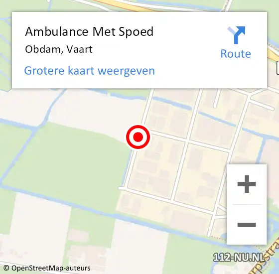 Locatie op kaart van de 112 melding: Ambulance Met Spoed Naar Obdam, Vaart op 13 januari 2021 18:24