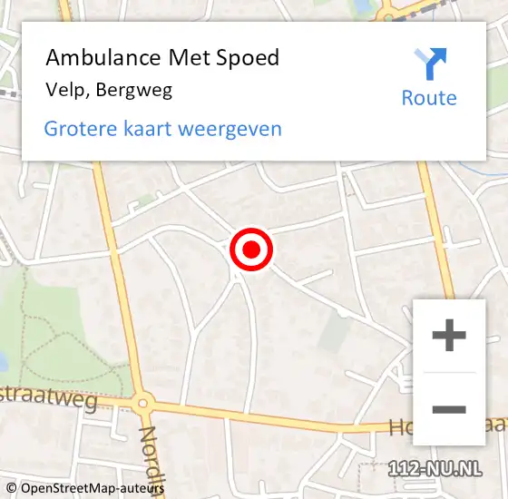 Locatie op kaart van de 112 melding: Ambulance Met Spoed Naar Velp, Bergweg op 13 januari 2021 20:23