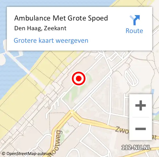 Locatie op kaart van de 112 melding: Ambulance Met Grote Spoed Naar Den Haag, Zeekant op 13 januari 2021 23:56