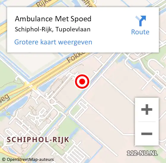 Locatie op kaart van de 112 melding: Ambulance Met Spoed Naar Schiphol-Rijk, Tupolevlaan op 14 januari 2021 02:36