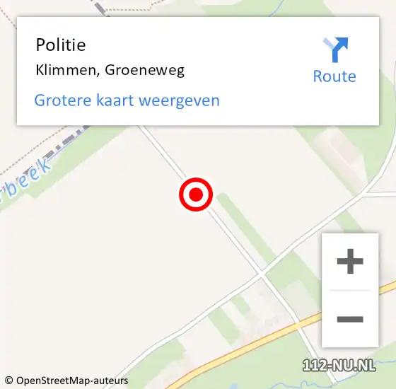 Locatie op kaart van de 112 melding: Politie Klimmen, Groeneweg op 14 januari 2021 09:10