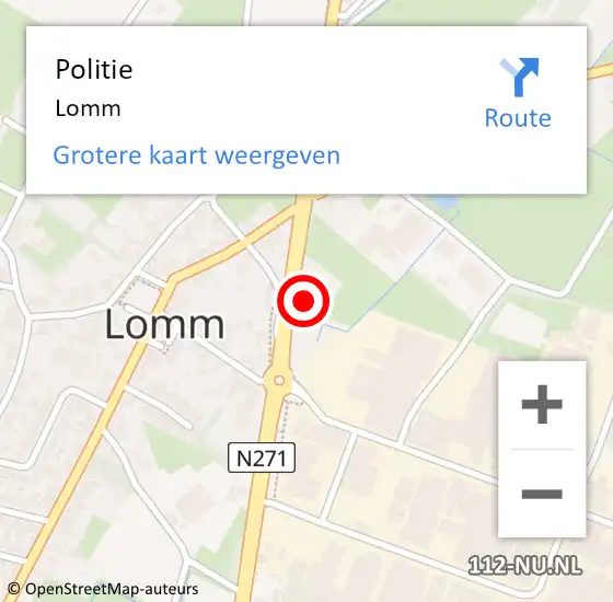 Locatie op kaart van de 112 melding: Politie Lomm op 14 januari 2021 09:52