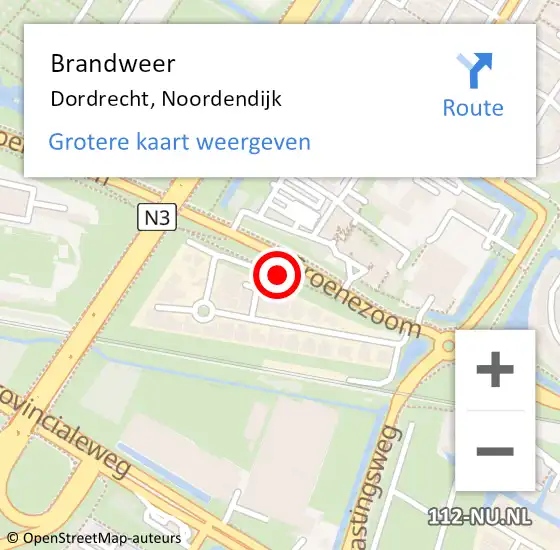 Locatie op kaart van de 112 melding: Brandweer Dordrecht, Noordendijk op 14 januari 2021 10:50