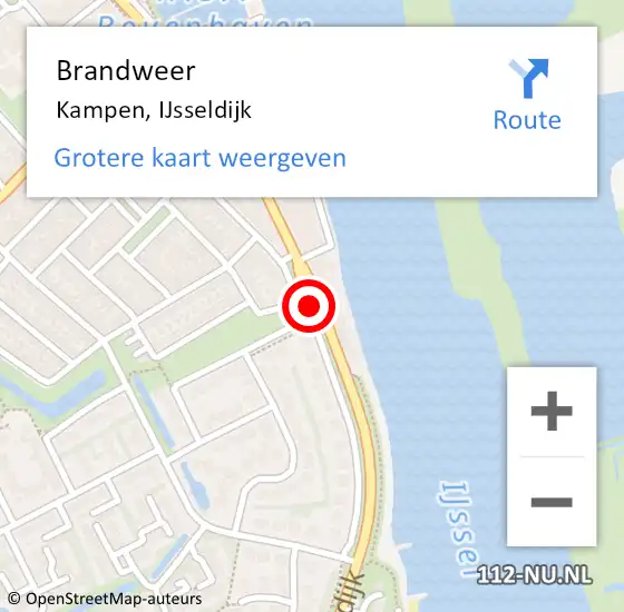 Locatie op kaart van de 112 melding: Brandweer Kampen, IJsseldijk op 14 januari 2021 16:01
