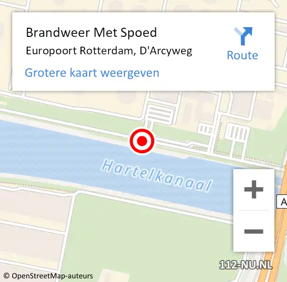 Locatie op kaart van de 112 melding: Brandweer Met Spoed Naar Europoort Rotterdam, D'Arcyweg op 14 januari 2021 16:59
