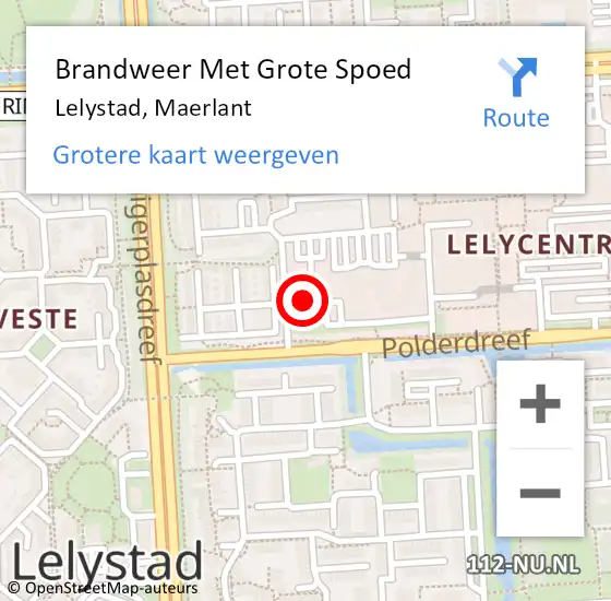 Locatie op kaart van de 112 melding: Brandweer Met Grote Spoed Naar Lelystad, Maerlant op 15 januari 2021 06:10