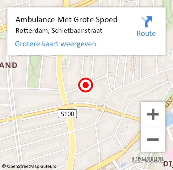 Locatie op kaart van de 112 melding: Ambulance Met Grote Spoed Naar Rotterdam, Schietbaanstraat op 16 januari 2021 10:11