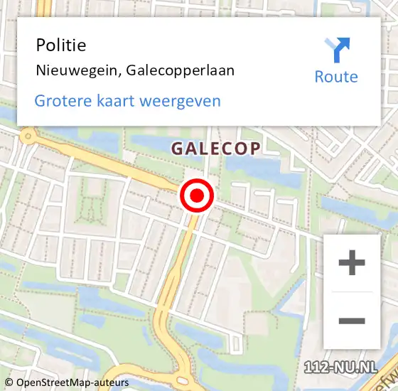 Locatie op kaart van de 112 melding: Politie Nieuwegein, Galecopperlaan op 16 januari 2021 15:53