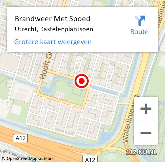 Locatie op kaart van de 112 melding: Brandweer Met Spoed Naar Utrecht, Kastelenplantsoen op 16 januari 2021 16:30