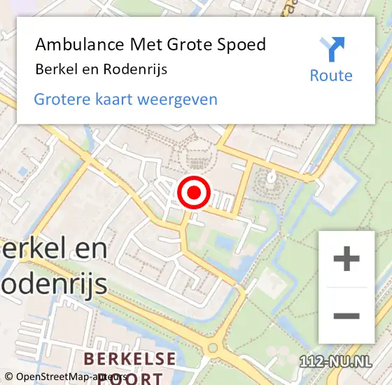 Locatie op kaart van de 112 melding: Ambulance Met Grote Spoed Naar Berkel en Rodenrijs op 17 januari 2021 02:14
