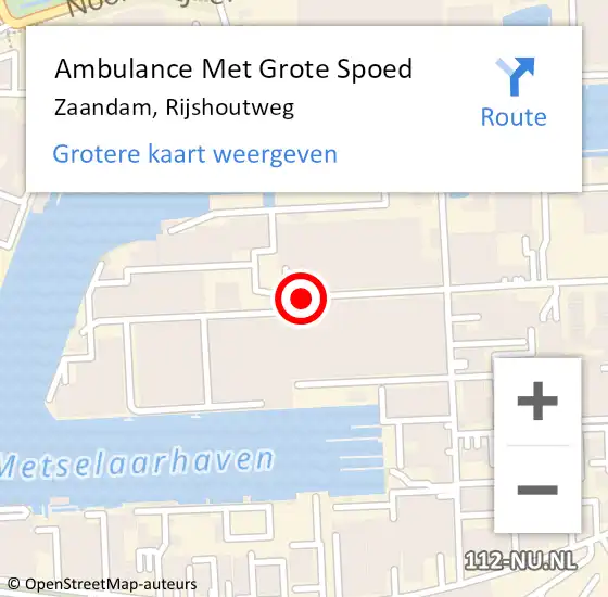 Locatie op kaart van de 112 melding: Ambulance Met Grote Spoed Naar Zaandam, Rijshoutweg op 17 januari 2021 10:14