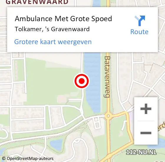 Locatie op kaart van de 112 melding: Ambulance Met Grote Spoed Naar Tolkamer, 's Gravenwaard op 17 januari 2021 12:09