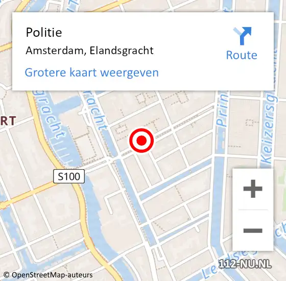 Locatie op kaart van de 112 melding: Politie Amsterdam, Elandsgracht op 17 januari 2021 12:16