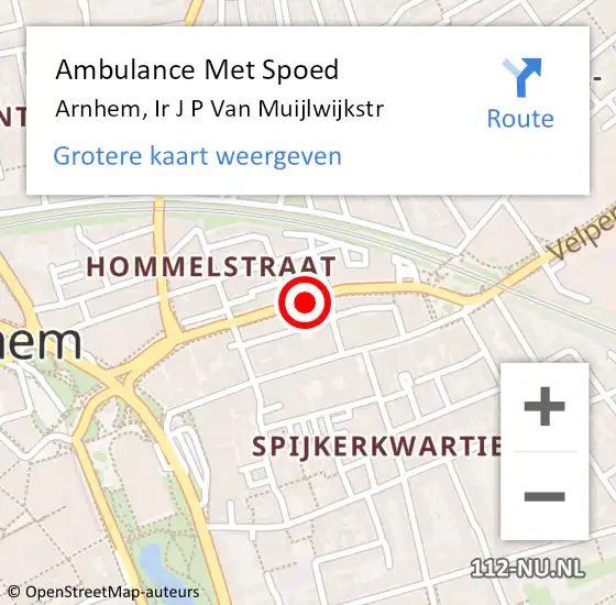 Locatie op kaart van de 112 melding: Ambulance Met Spoed Naar Arnhem, Ir J P Van Muijlwijkstr op 17 januari 2021 17:07