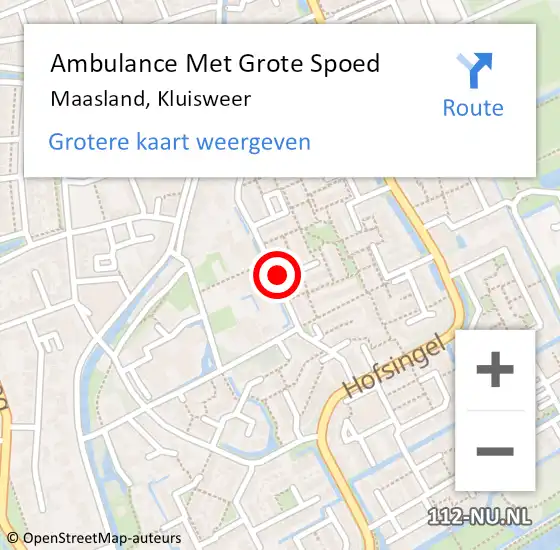 Locatie op kaart van de 112 melding: Ambulance Met Grote Spoed Naar Maasland, Kluisweer op 17 januari 2021 17:55