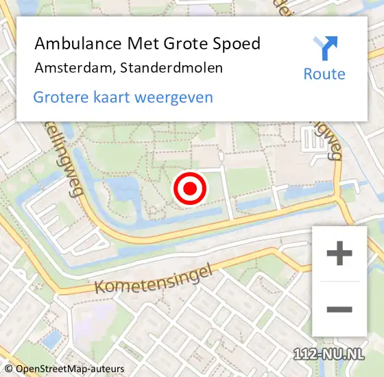 Locatie op kaart van de 112 melding: Ambulance Met Grote Spoed Naar Amsterdam, Standerdmolen op 17 januari 2021 18:12