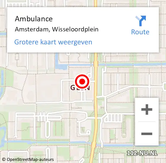 Locatie op kaart van de 112 melding: Ambulance Amsterdam, Wisseloordplein op 17 januari 2021 21:55