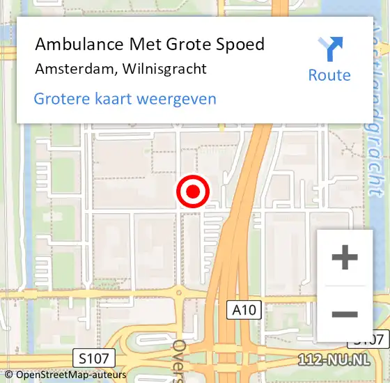 Locatie op kaart van de 112 melding: Ambulance Met Grote Spoed Naar Amsterdam, Wilnisgracht op 17 januari 2021 23:41