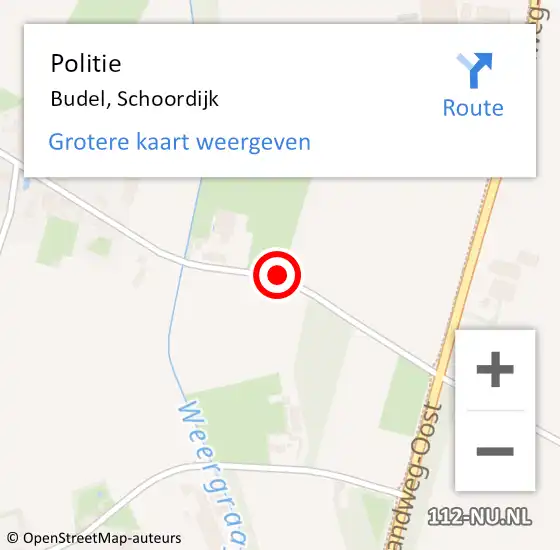 Locatie op kaart van de 112 melding: Politie Budel, Schoordijk op 18 januari 2021 10:52