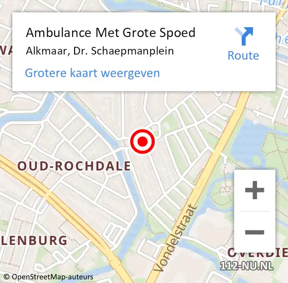 Locatie op kaart van de 112 melding: Ambulance Met Grote Spoed Naar Alkmaar, Dr. Schaepmanplein op 18 januari 2021 12:53