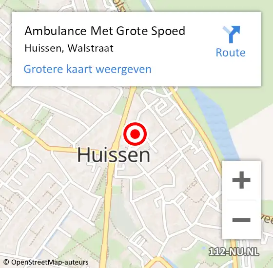 Locatie op kaart van de 112 melding: Ambulance Met Grote Spoed Naar Huissen, Walstraat op 19 januari 2021 08:51