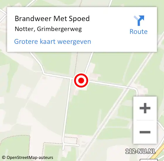 Locatie op kaart van de 112 melding: Brandweer Met Spoed Naar Notter, Grimbergerweg op 19 januari 2021 09:29
