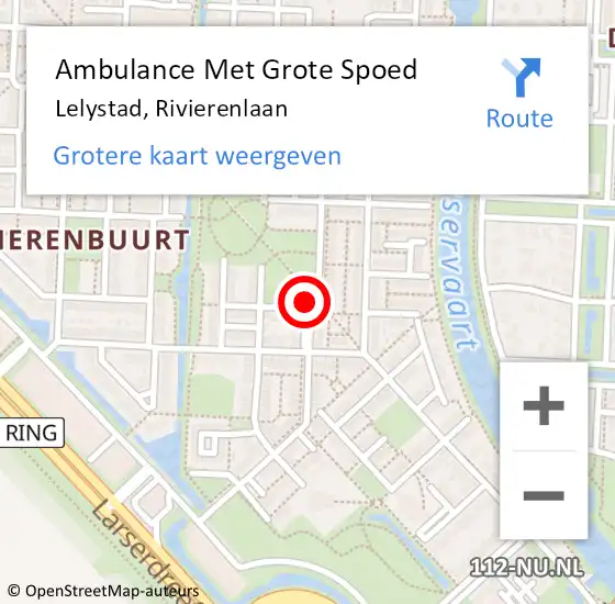 Locatie op kaart van de 112 melding: Ambulance Met Grote Spoed Naar Lelystad, Rivierenlaan op 19 januari 2021 13:12