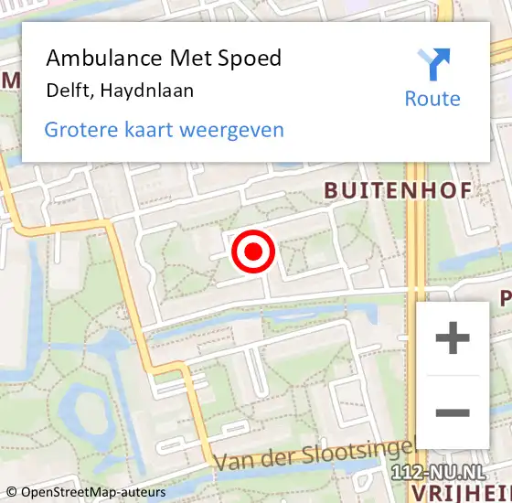 Locatie op kaart van de 112 melding: Ambulance Met Spoed Naar Delft, Haydnlaan op 19 januari 2021 14:04