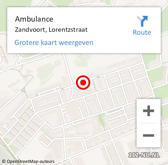 Locatie op kaart van de 112 melding: Ambulance Zandvoort, Lorentzstraat op 19 januari 2021 20:10