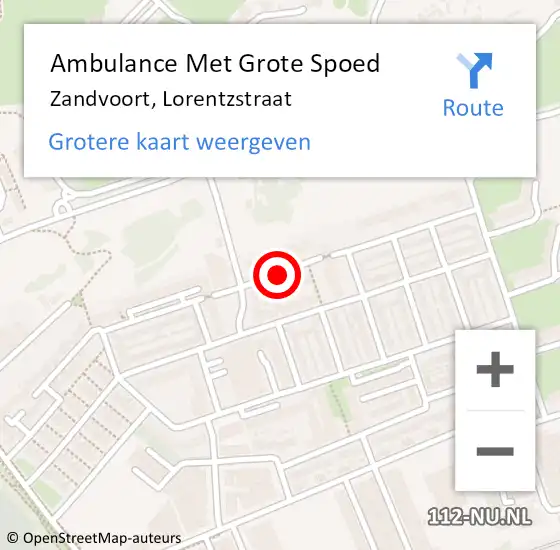 Locatie op kaart van de 112 melding: Ambulance Met Grote Spoed Naar Zandvoort, Lorentzstraat op 19 januari 2021 20:21