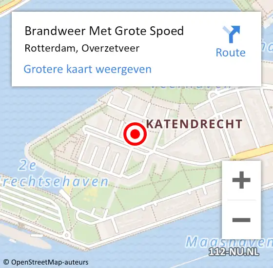 Locatie op kaart van de 112 melding: Brandweer Met Grote Spoed Naar Rotterdam, Overzetveer op 20 januari 2021 07:37
