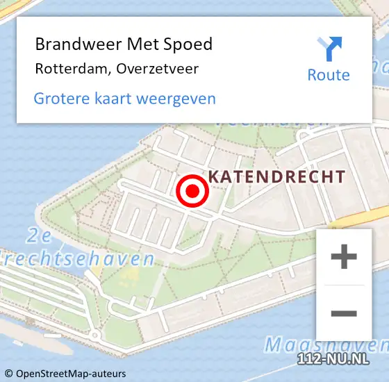 Locatie op kaart van de 112 melding: Brandweer Met Spoed Naar Rotterdam, Overzetveer op 20 januari 2021 07:52