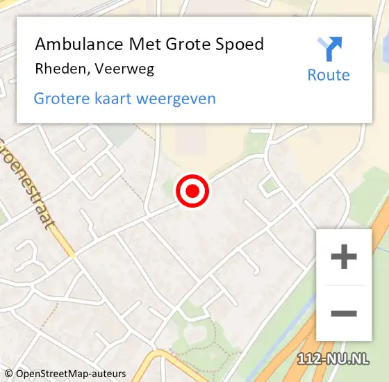 Locatie op kaart van de 112 melding: Ambulance Met Grote Spoed Naar Rheden, Veerweg op 20 januari 2021 08:15