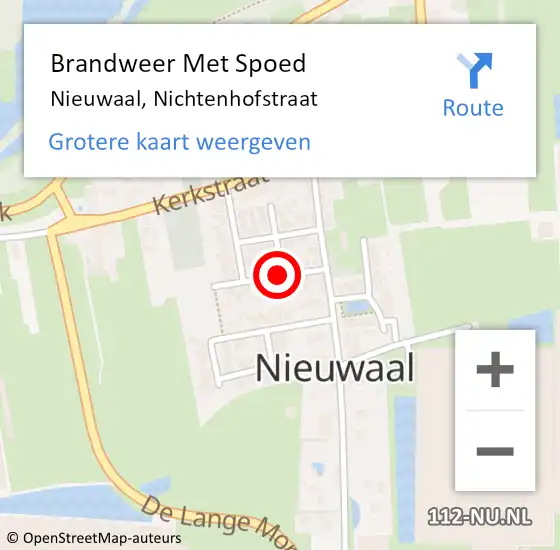 Locatie op kaart van de 112 melding: Brandweer Met Spoed Naar Nieuwaal, Nichtenhofstraat op 20 januari 2021 09:49