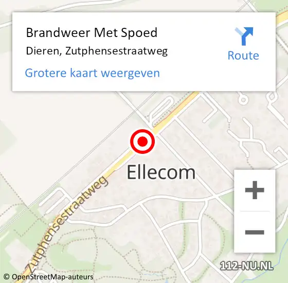 Locatie op kaart van de 112 melding: Brandweer Met Spoed Naar Ellecom, Zutphensestraatweg op 21 januari 2021 06:20