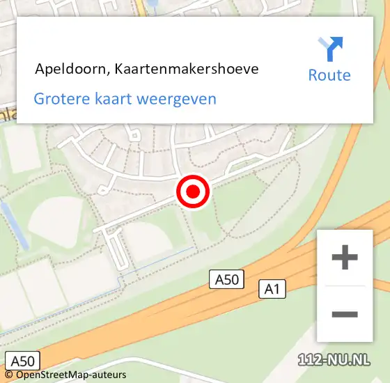 Locatie op kaart van de 112 melding:  Apeldoorn, Kaartenmakershoeve op 21 januari 2021 07:17