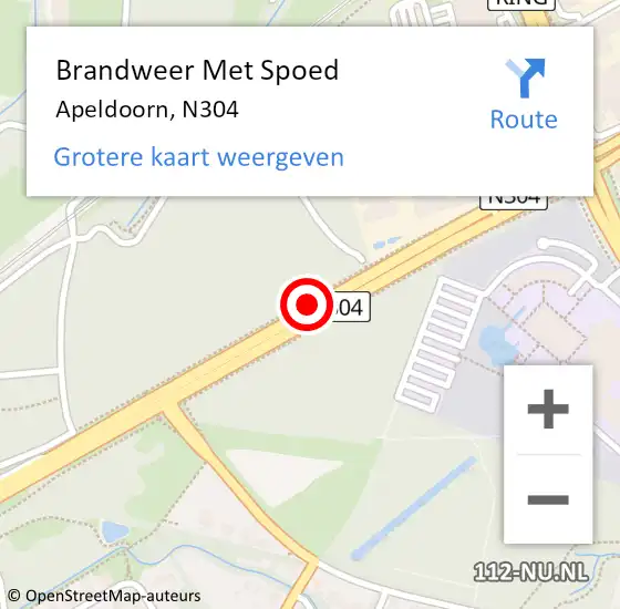 Locatie op kaart van de 112 melding: Brandweer Met Spoed Naar Apeldoorn, N304 op 21 januari 2021 08:07