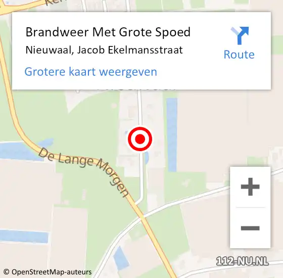 Locatie op kaart van de 112 melding: Brandweer Met Grote Spoed Naar Nieuwaal, Jacob Ekelmansstraat op 21 januari 2021 11:59