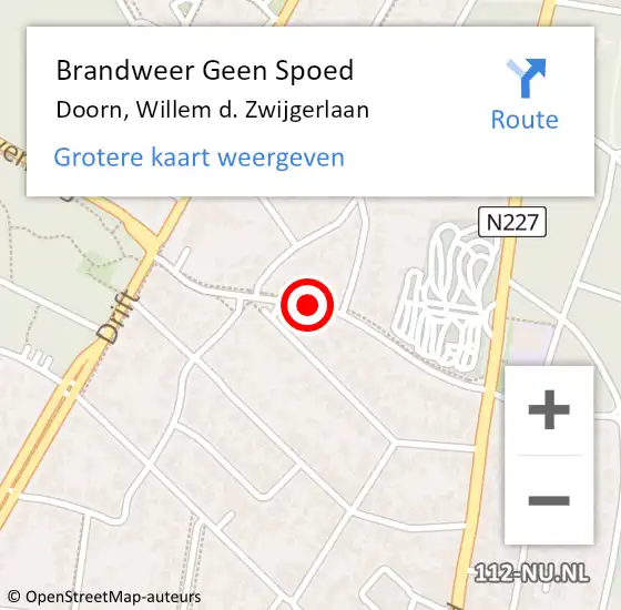 Locatie op kaart van de 112 melding: Brandweer Geen Spoed Naar Doorn, Willem d. Zwijgerlaan op 21 januari 2021 14:00