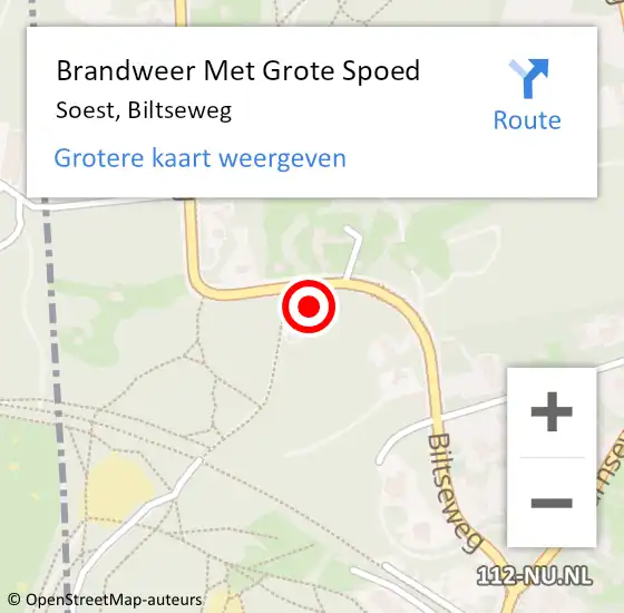 Locatie op kaart van de 112 melding: Brandweer Met Grote Spoed Naar Soest, Biltseweg op 21 januari 2021 14:39