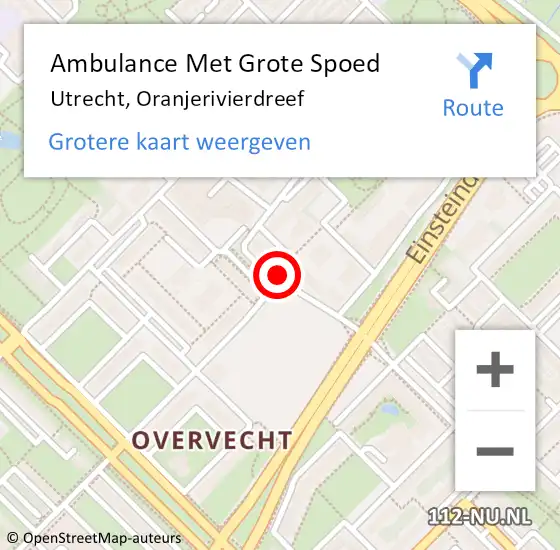 Locatie op kaart van de 112 melding: Ambulance Met Grote Spoed Naar Utrecht, Oranjerivierdreef op 21 januari 2021 16:21