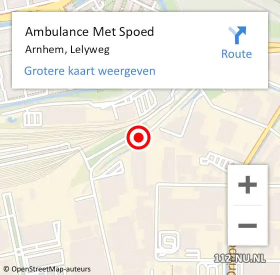 Locatie op kaart van de 112 melding: Ambulance Met Spoed Naar Arnhem, Lelyweg op 21 januari 2021 17:25