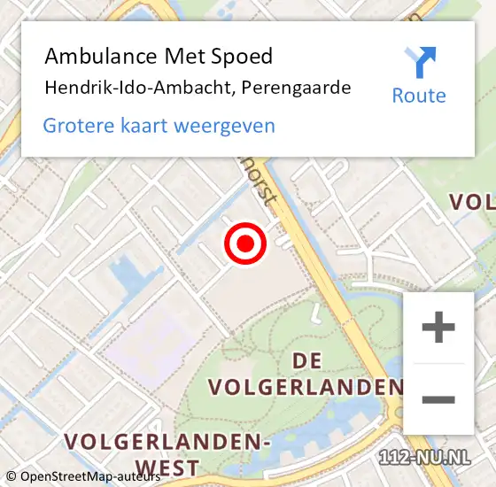 Locatie op kaart van de 112 melding: Ambulance Met Spoed Naar Hendrik-Ido-Ambacht, Perengaarde op 21 januari 2021 18:23