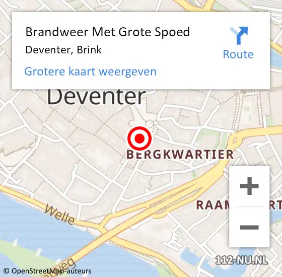 Locatie op kaart van de 112 melding: Brandweer Met Grote Spoed Naar Deventer, Brink op 22 januari 2021 09:00