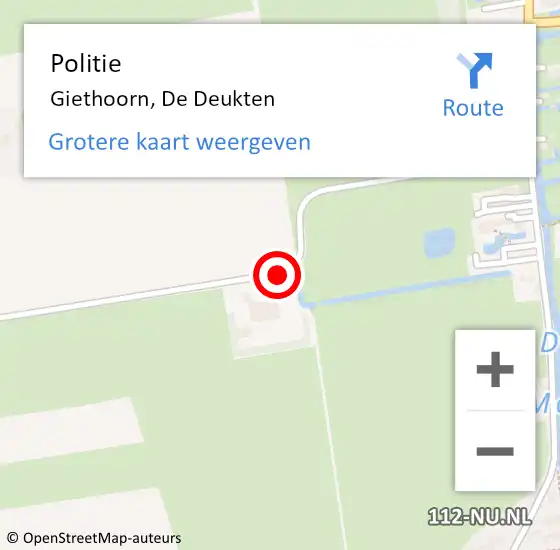 Locatie op kaart van de 112 melding: Politie Giethoorn, De Deukten op 22 januari 2021 11:52