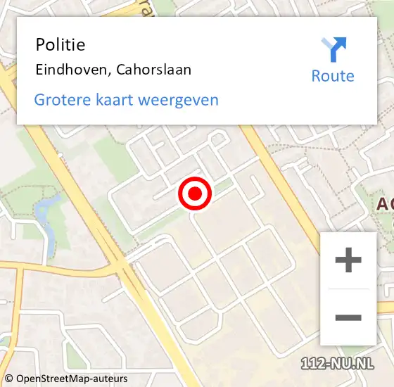 Locatie op kaart van de 112 melding: Politie Eindhoven, Cahorslaan op 22 januari 2021 13:39
